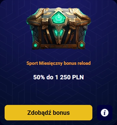 Grafika bonusu miesięcznego reload 50% do 1250 PLN