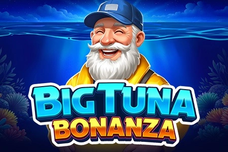 Grafika z gry slotowej Big Tuna Bonanza ze szczęśliwym rybakiem